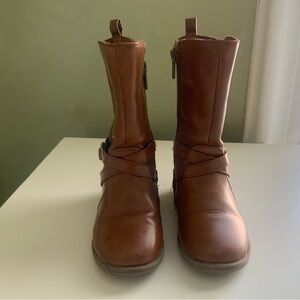 Childrens Place Boots Toddler Girls 7 Brown Tan Faux Leather Tall Buckle